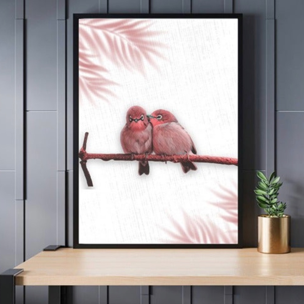 Love Birds Vintage Style Art Print
